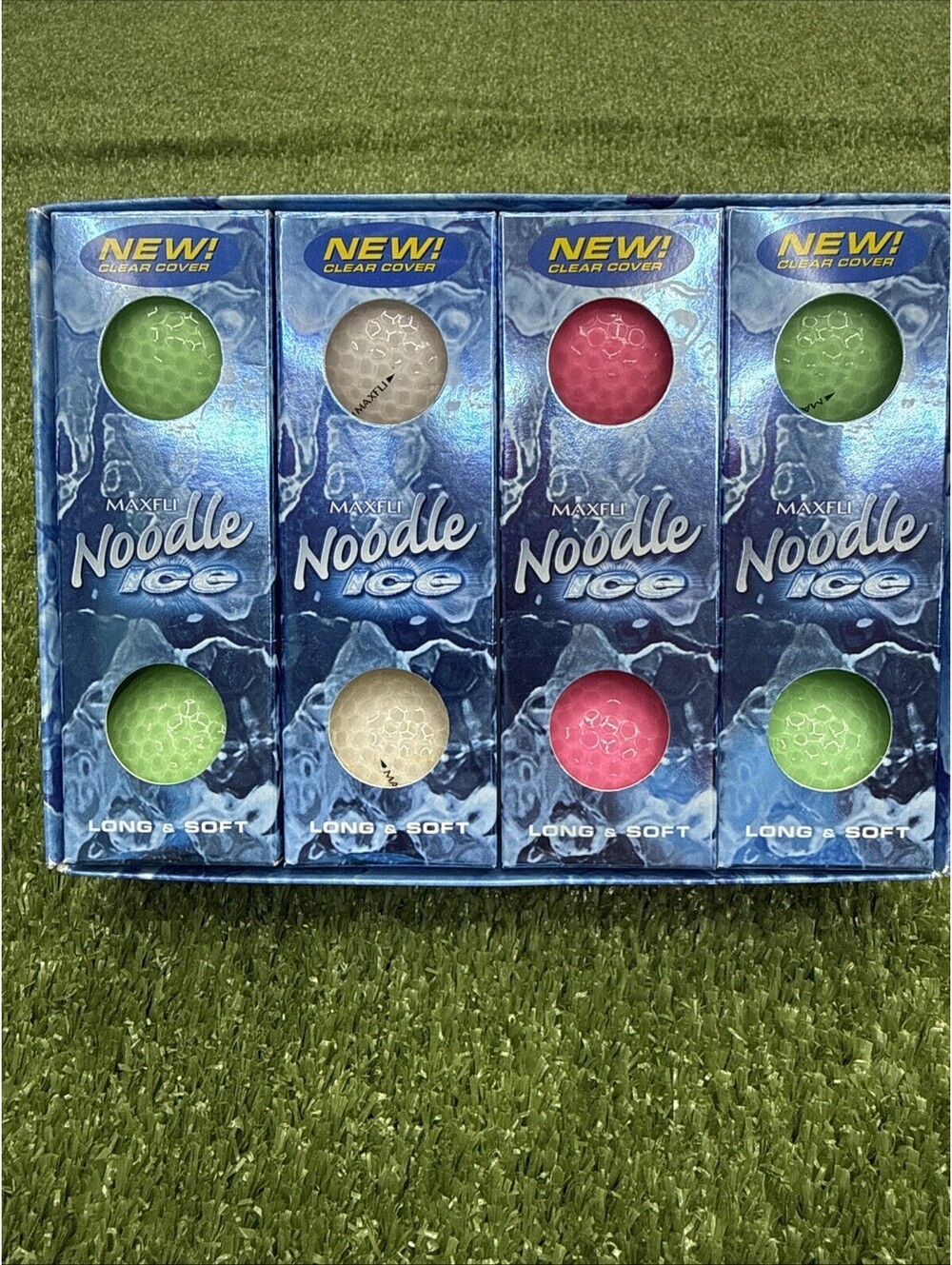 Maxfli Noodle ICE (12) Multi Colored Golf Ball Long & Soft Easy Find NEW NIB HTF